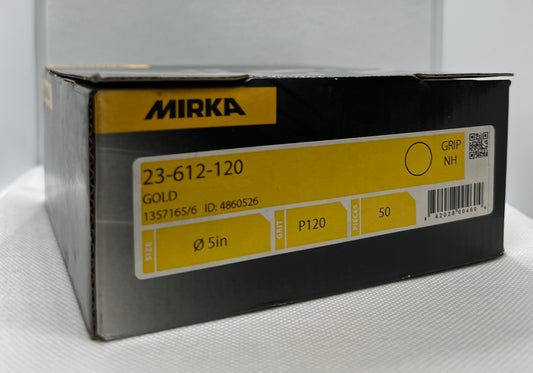 23-612-120 Gold Mirka Sandpaper 5" Discs 120 Grit