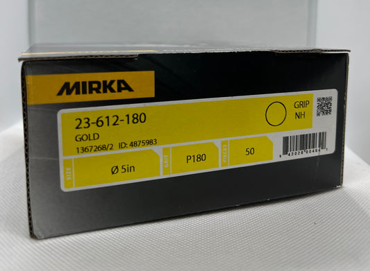 23-612-180 Gold Mirka Sandpaper 5" Discs 180 Grit